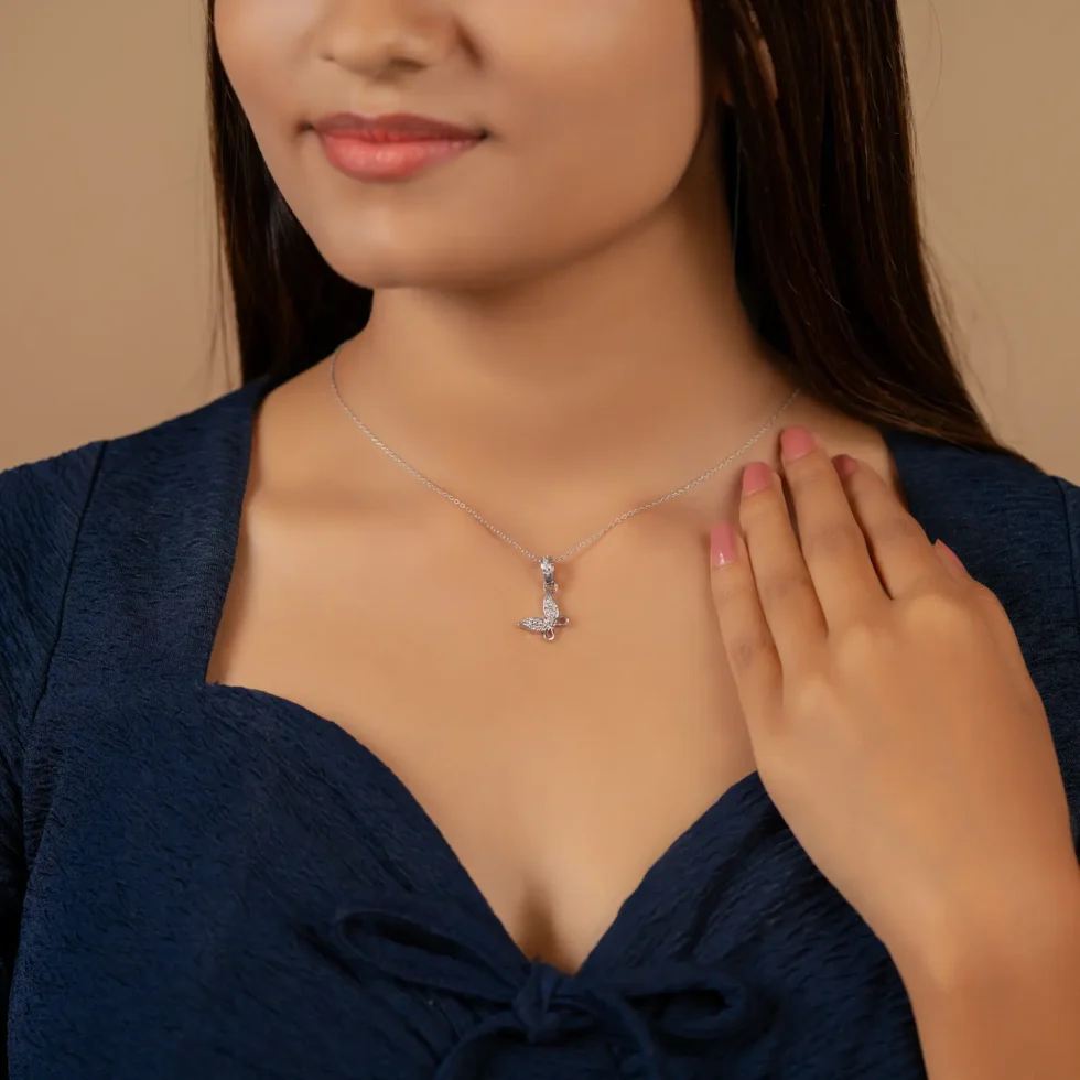 Butterfly Diamond Necklace P8 with model