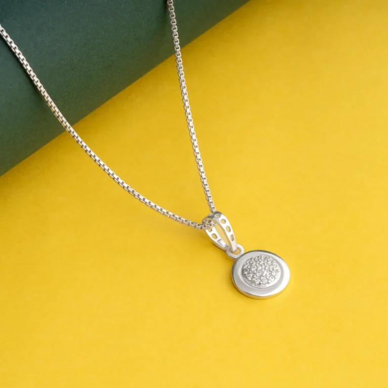 Classic Round Diamond Pendant P15 on table