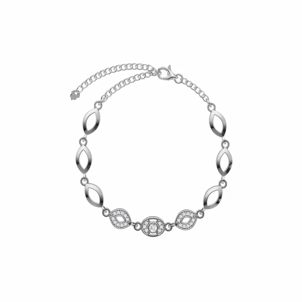 Crystal Leaf Link Bracelet B 113