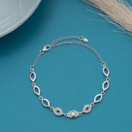 Crystal Leaf Link Bracelet B 113 on table