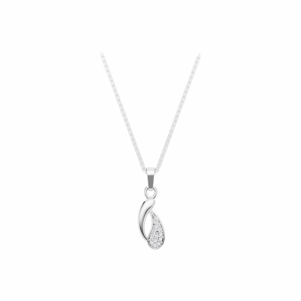 Curved Swirl Silver Pendant Necklace P4