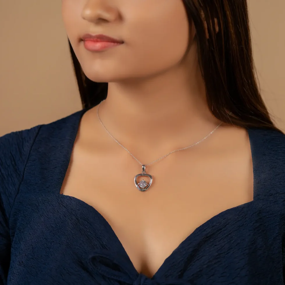 Diamond Pendant Necklace N62 with model