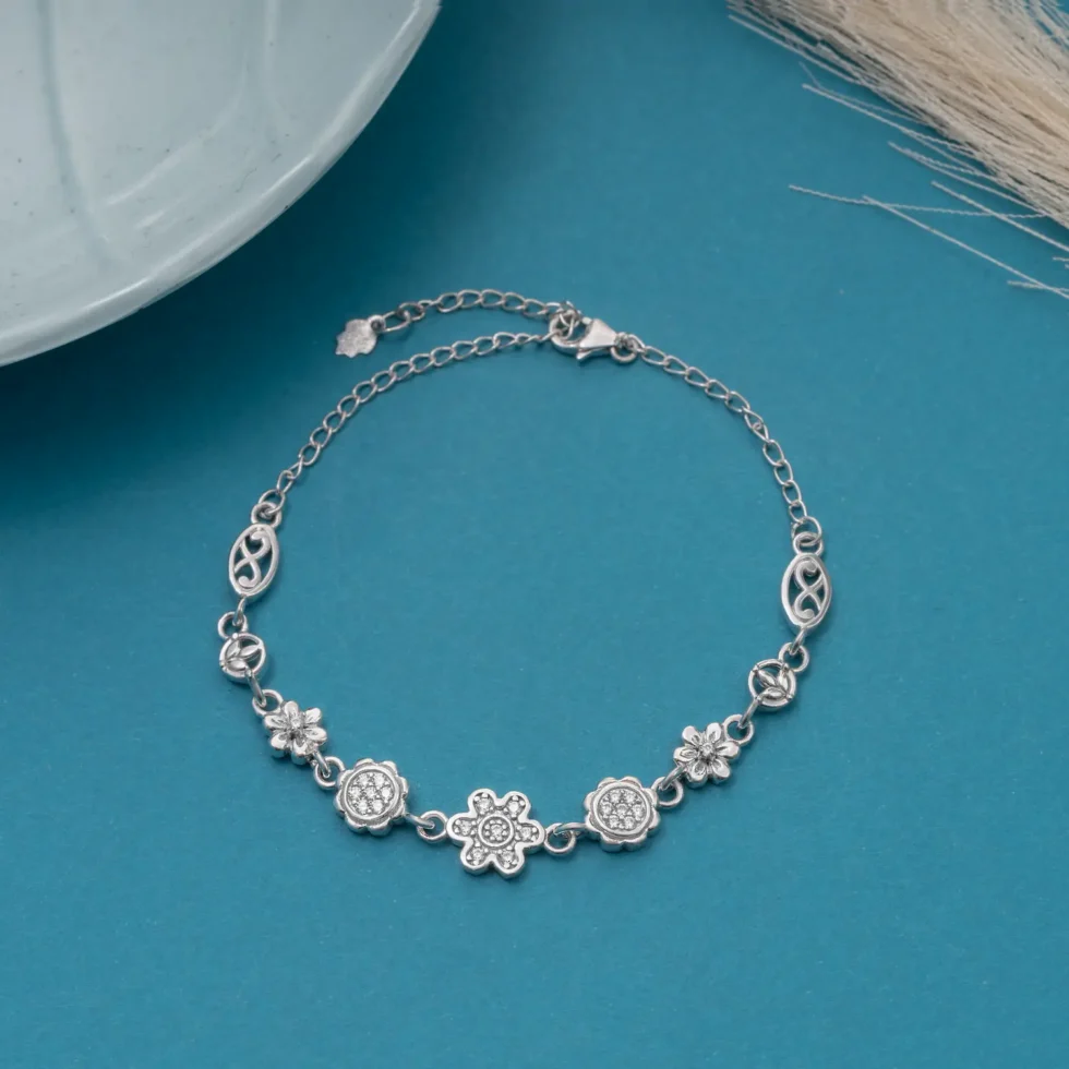 Floral Charm Bracelet B 91 on table