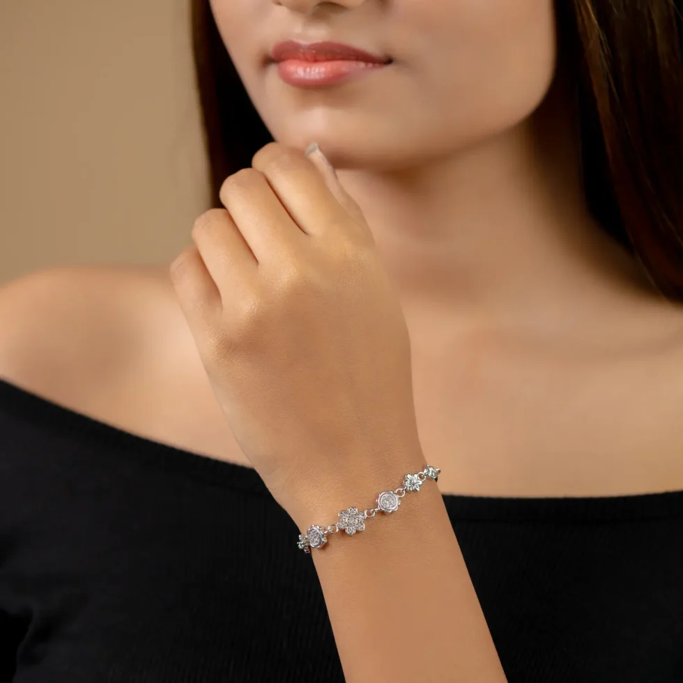 Floral Charm Bracelet B 91 with model