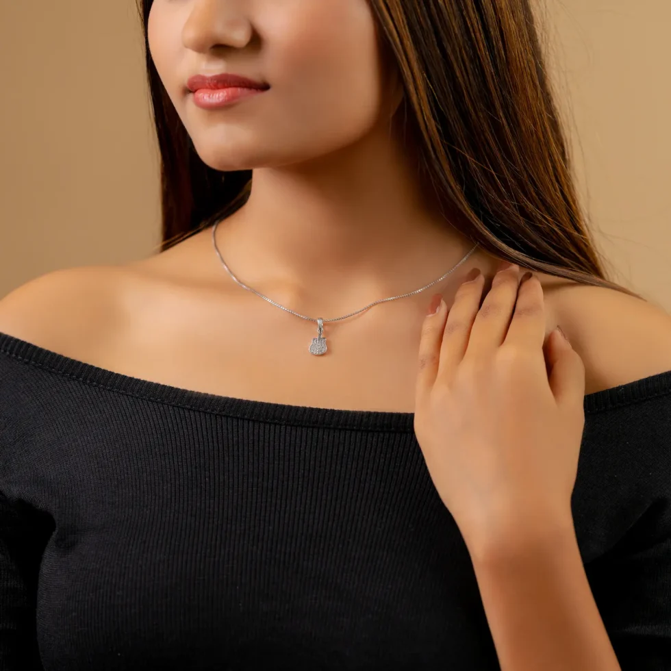 Guitar Charm Necklace P18 with model