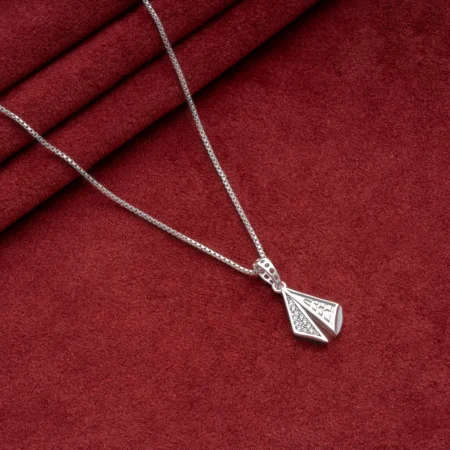 Half Cubic Triangle Necklace N37 on table