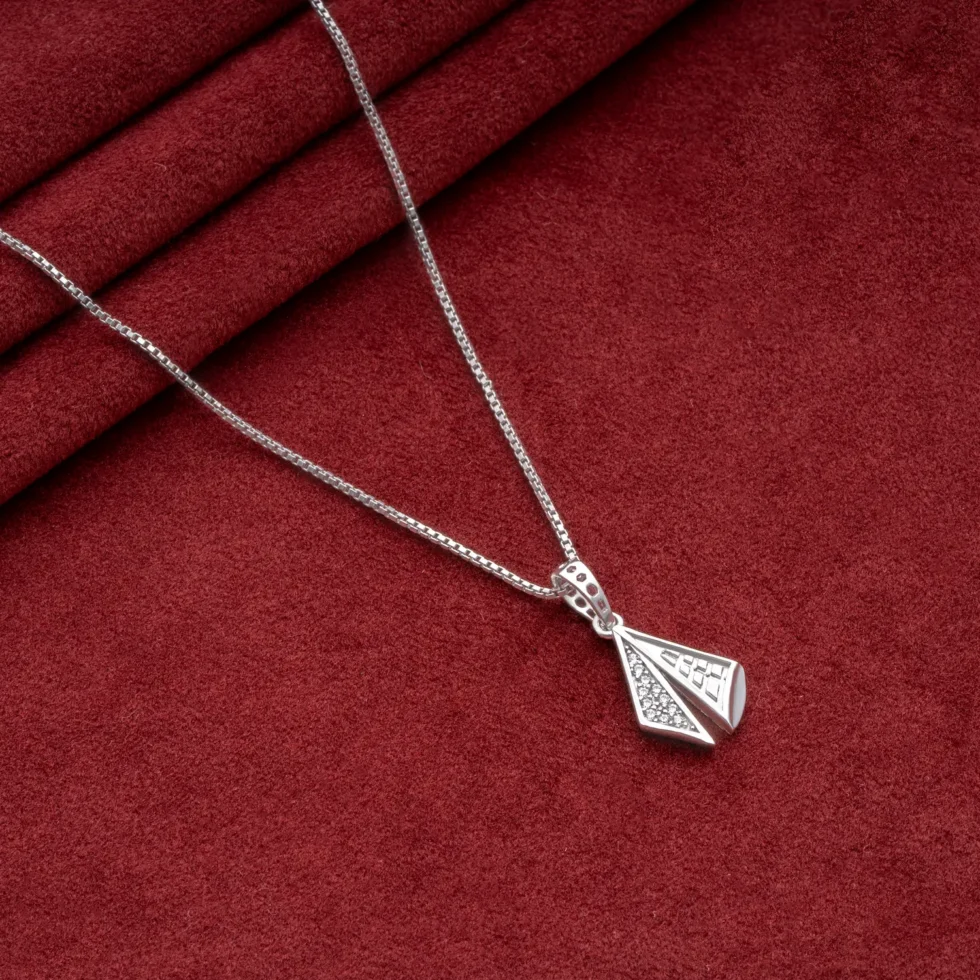 Half Cubic Triangle Necklace N37 on table