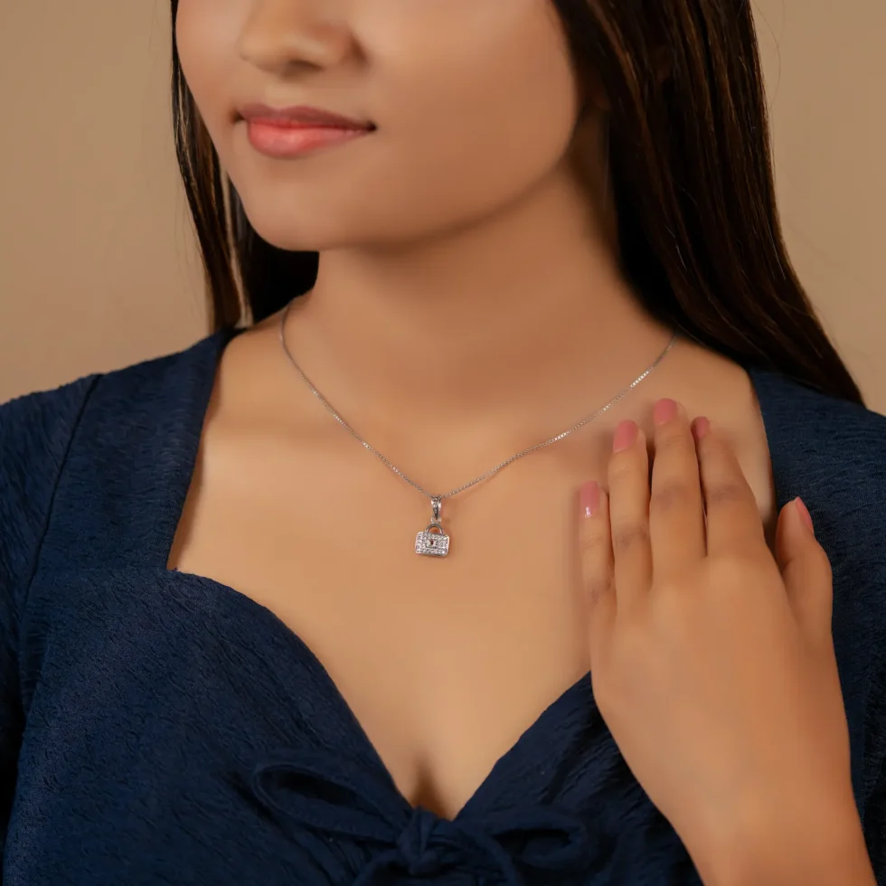 Lock Pendant Necklace P5 with model