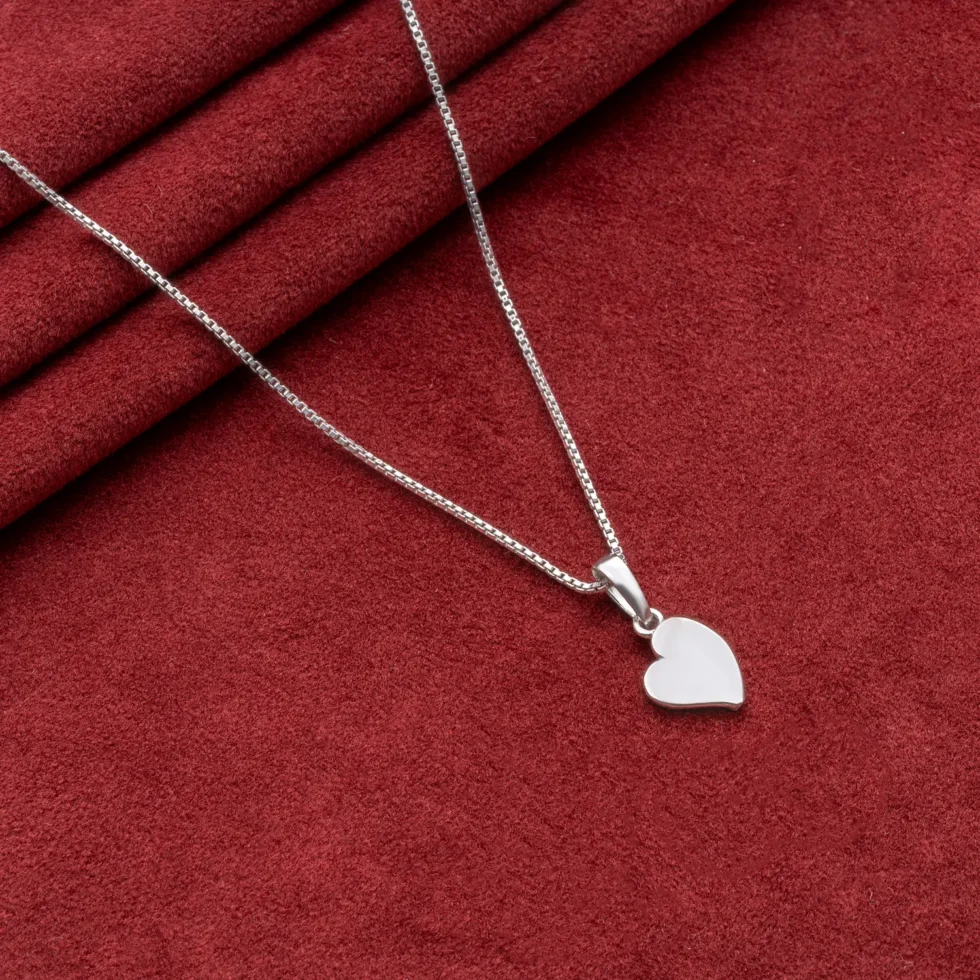 Love Heart Silver Pendant A1 on table
