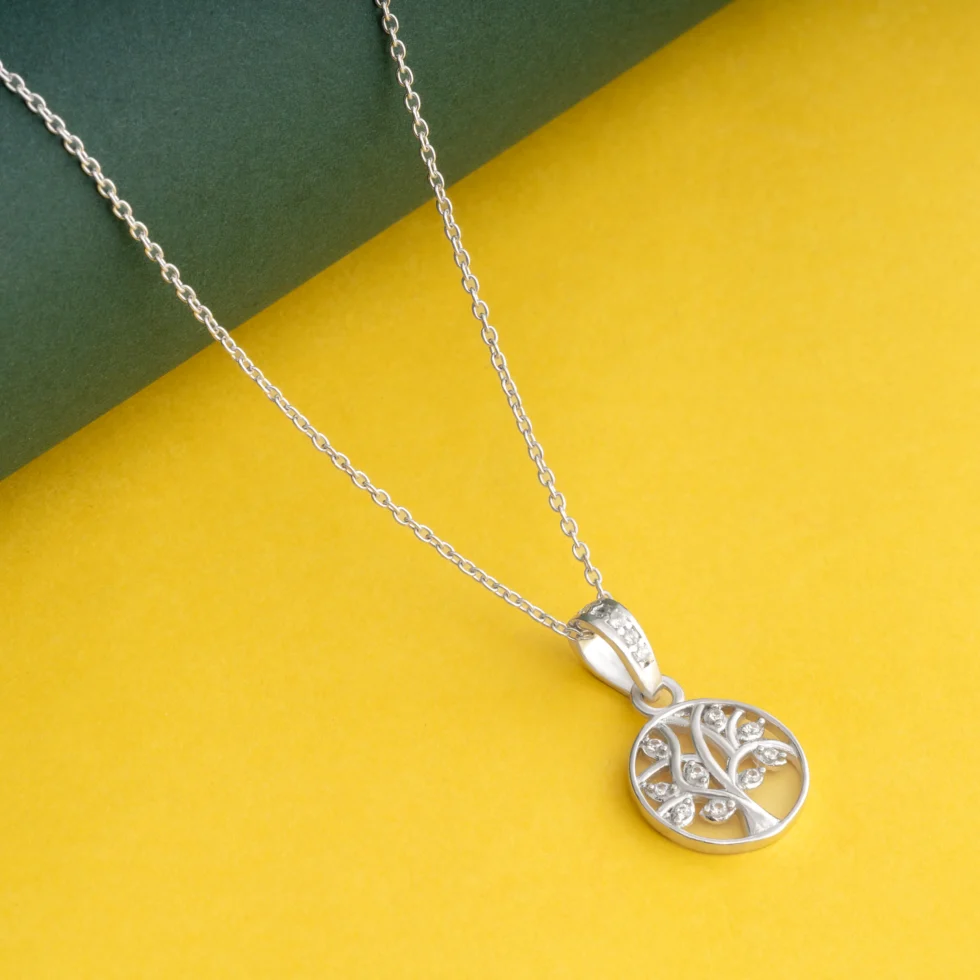 Lumina Diamond Tree Pendant Necklace P2 on table