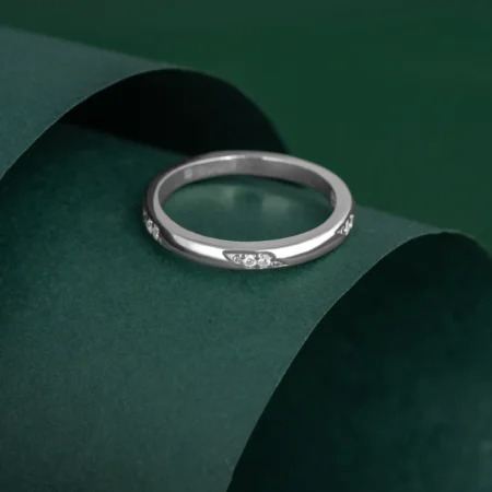 Nishav Jewellers 925 Sterling Silver Diamond Band Ring CR18 on table
