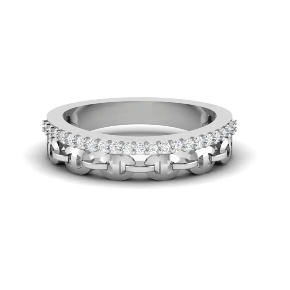 Nishav Jewellers 925 Sterling Silver Diamond Chain Luxe Ring R 199 (1)