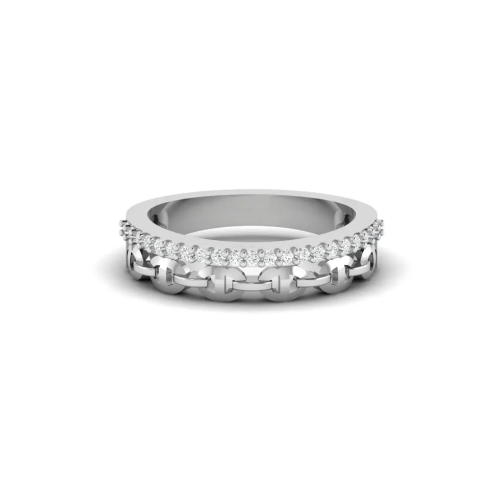 Nishav Jewellers 925 Sterling Silver Diamond Chain Luxe Ring R 199
