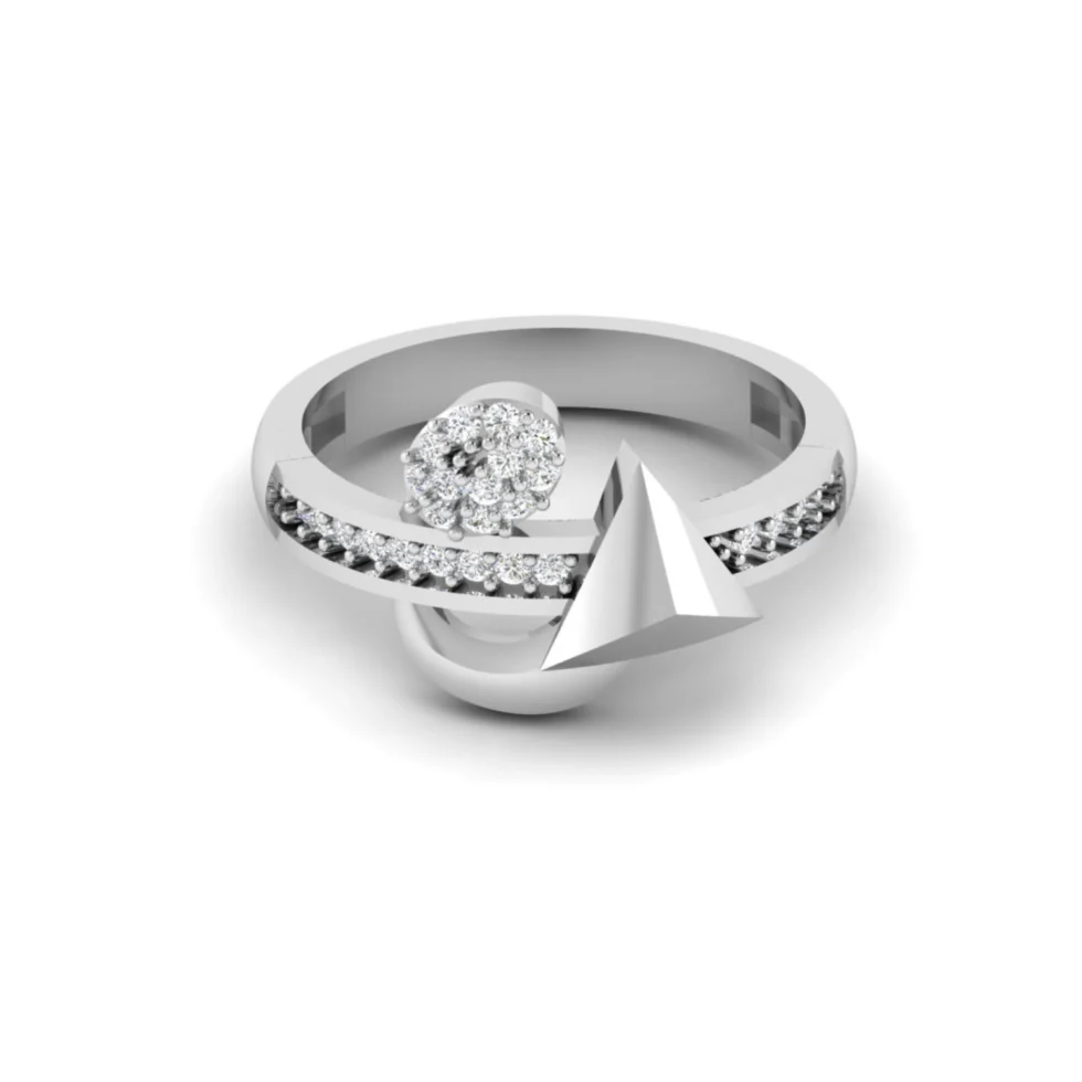 Nishav Jewellers 925 Sterling Silver Floral Pyramid Luxe Ring R 227