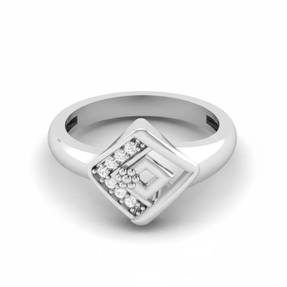 Nishav Jewellers 925 Sterling Silver Geometric Ring R 52