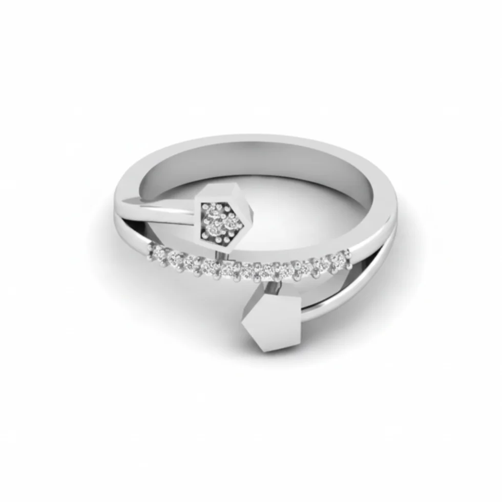 Nishav Jewellers 925 Sterling Silver Hex Charm Ring R 62