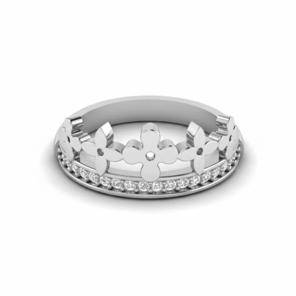 Nishav Jewellers 925 Sterling Silver Queen’s Petal Crown Ring R 102