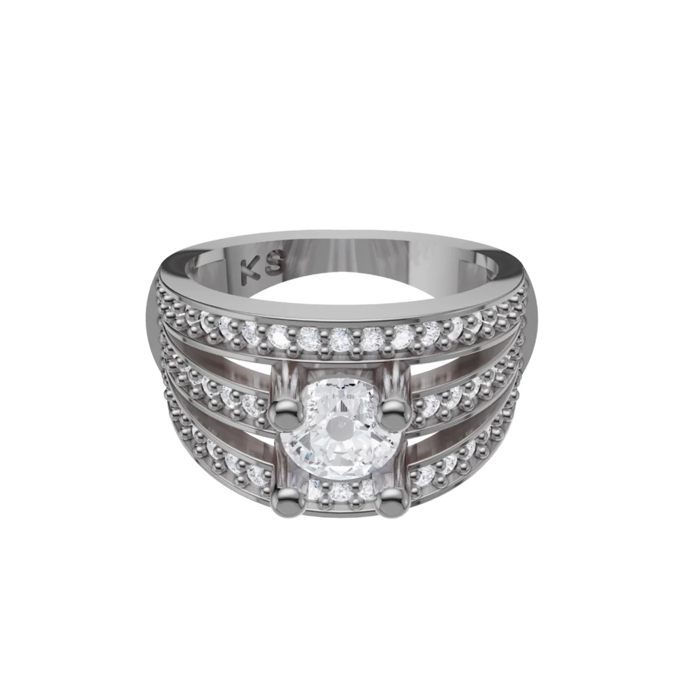Nishav Jewellers 925 Sterling Silver Royal Cascade Diamond Ring R 205