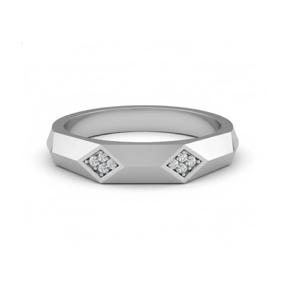 Nishav Jewellers 925 Sterling Silver Sculpted Diomond Ring CR 15