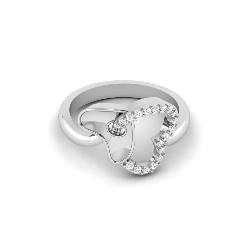 Nishav Jewellers 925 Sterling Silver TwinHeart Curve Ring R 229