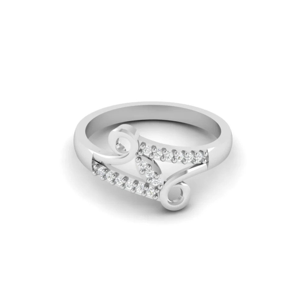Nishav Jewellers 925 Sterling Silver Twirl Diamond Ring R 174