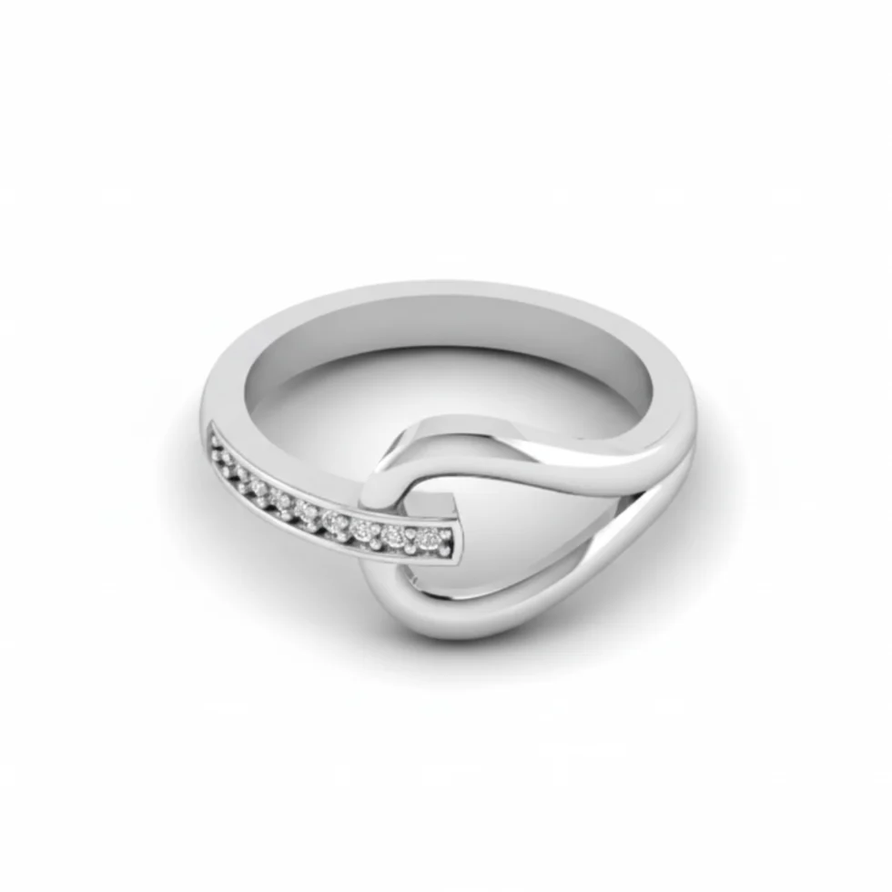 Nishav Jewellers 925 Sterling Silver Twist Diamond Ring R 58