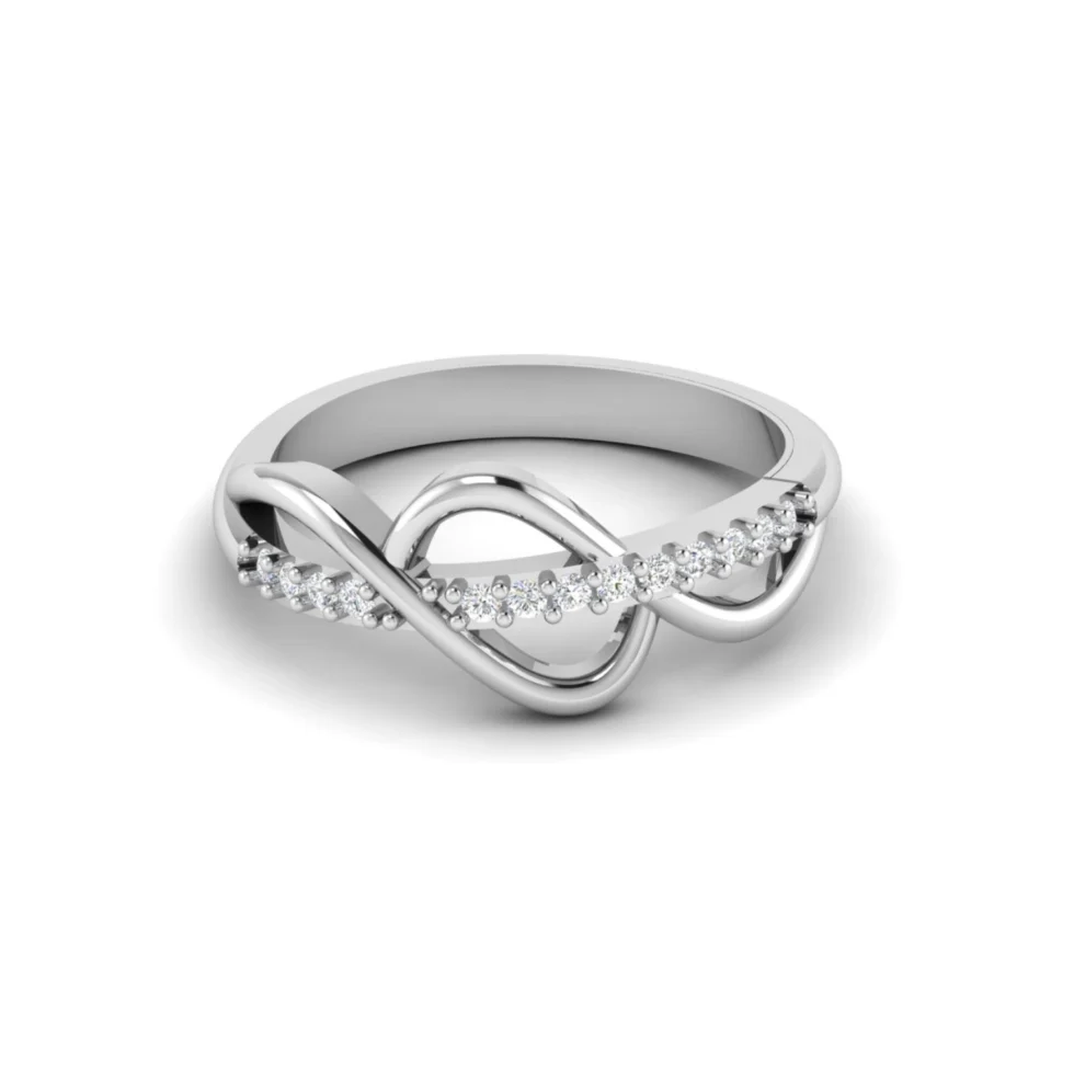 Nishav Jewellers 925 Sterling Silver Twist Diamond Ring R 59