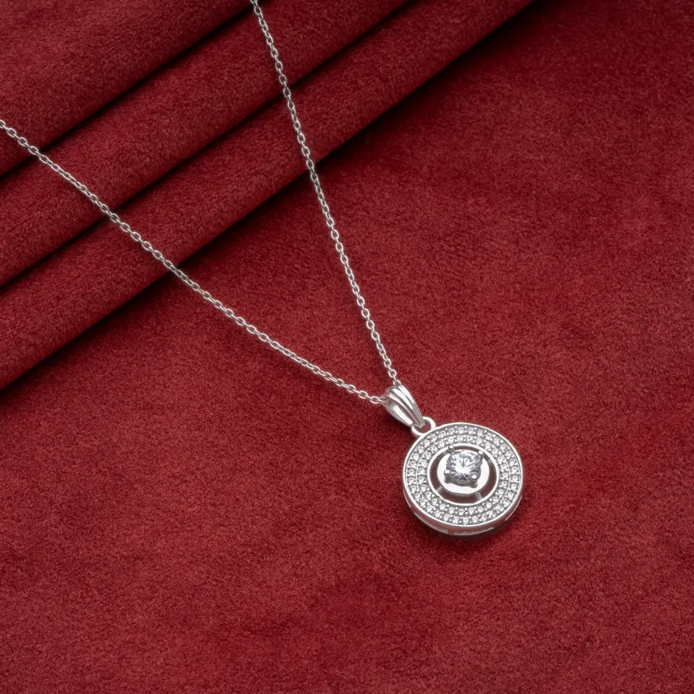 Round Halo Pendant N31 on table