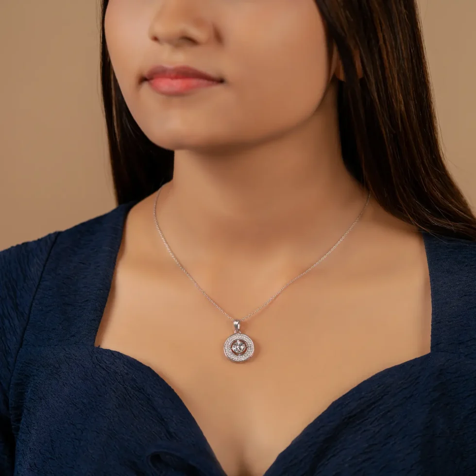 Round Halo Pendant N31 with model