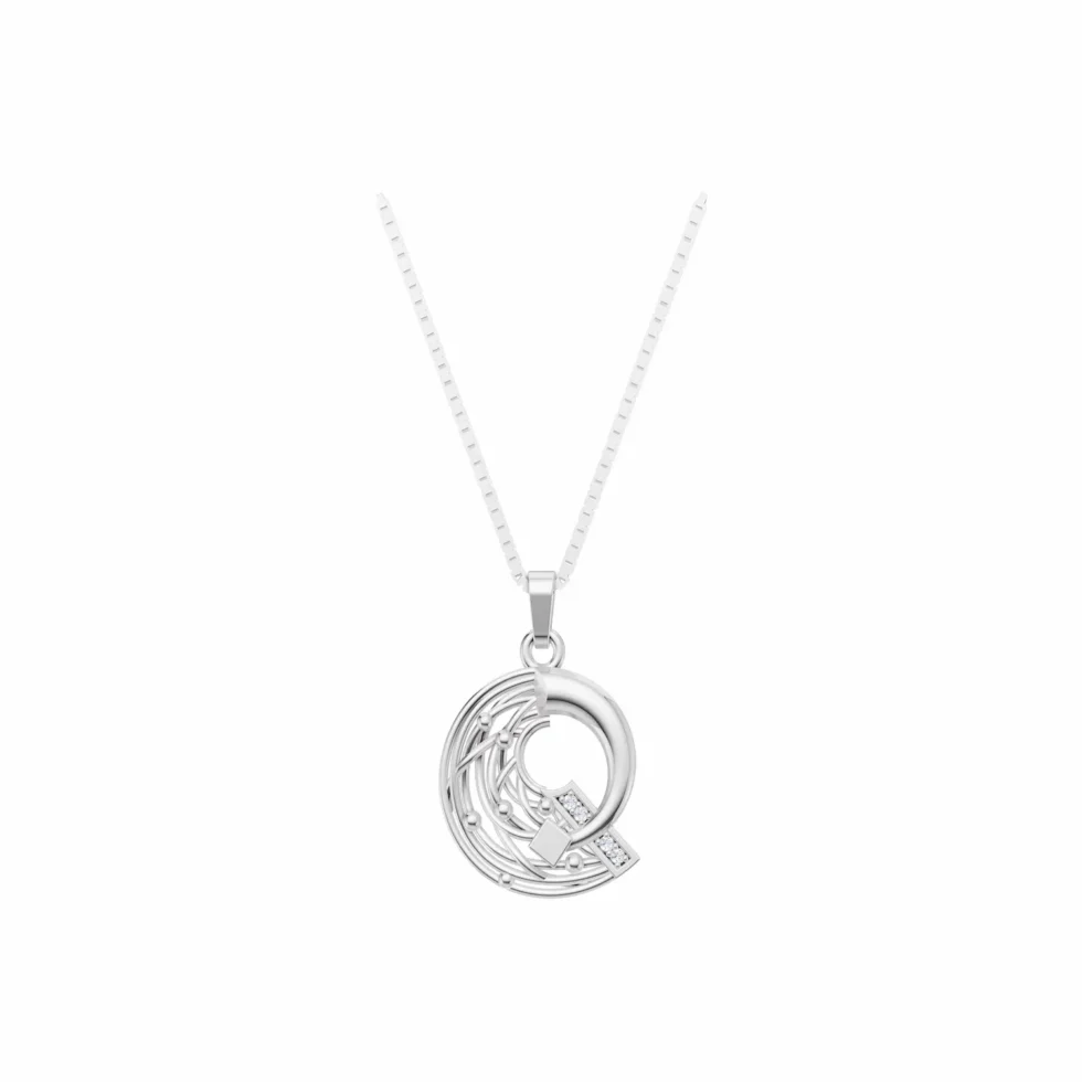 Sterling Silver Abstract Wave Pendant N52