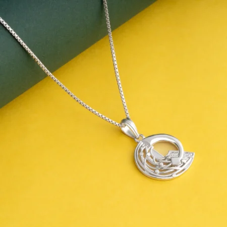 Sterling Silver Abstract Wave Pendant N52 on table