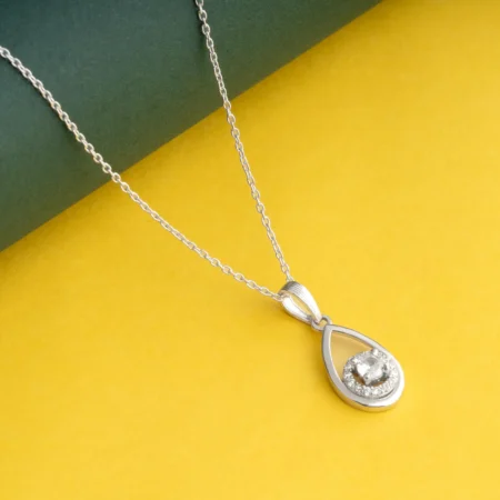 Teardrop Halo Pendant N36 on table