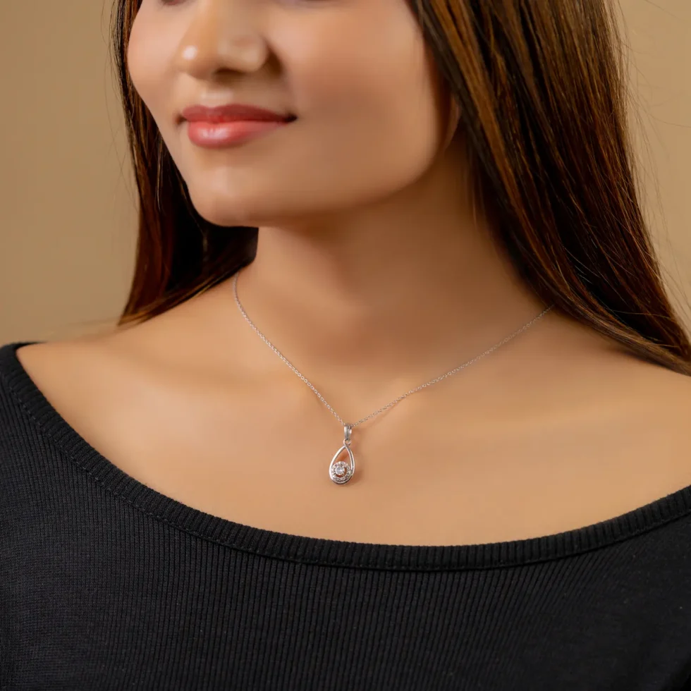 Teardrop Halo Pendant N36 with model