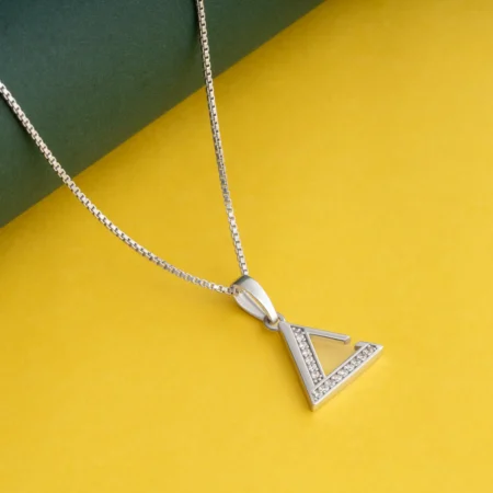 Triangle Crystal Pendant N3 on table