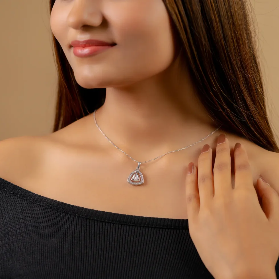 Trillion Halo Pendant N34 with model