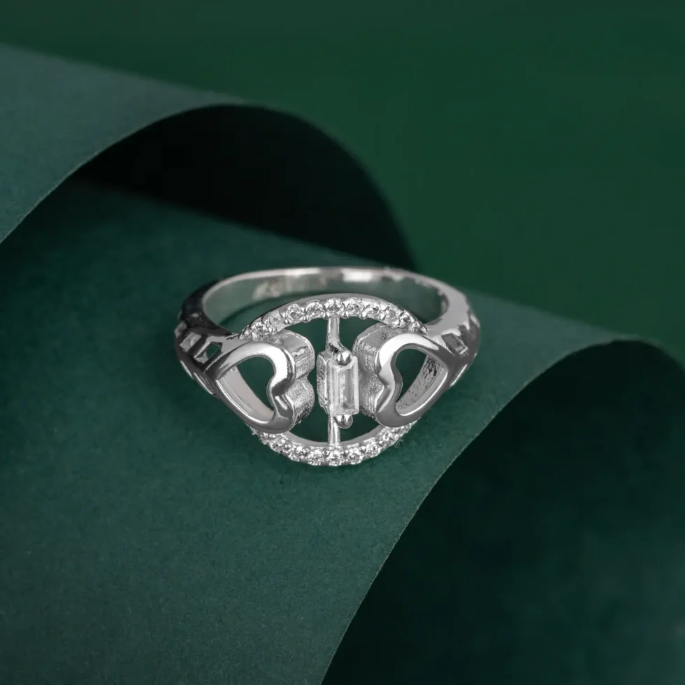 Twin Hearts Ring R 19 on table