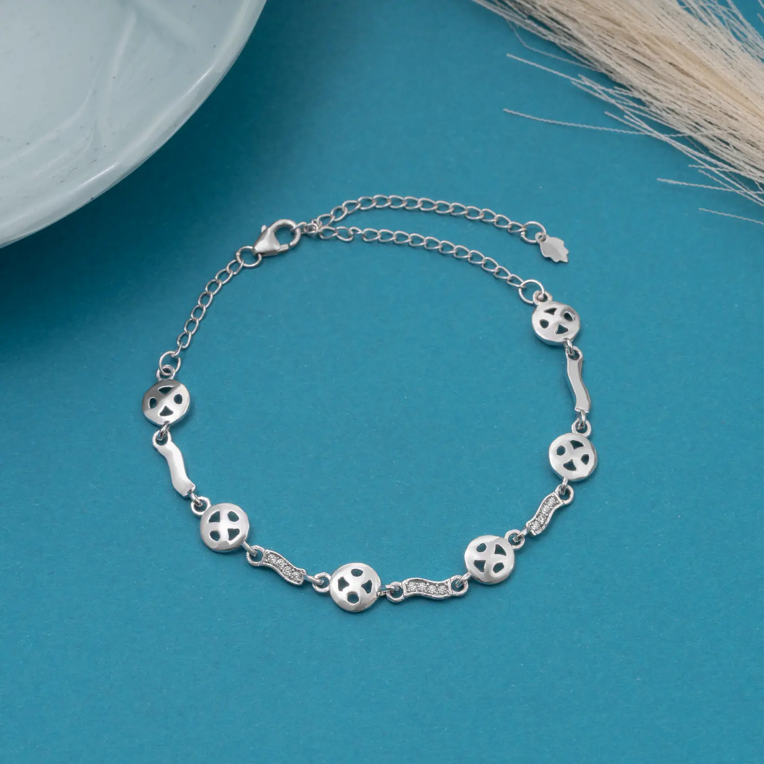 Nishav Jewellers 925 Sterling Silver WaveDisc Bracelet B 108