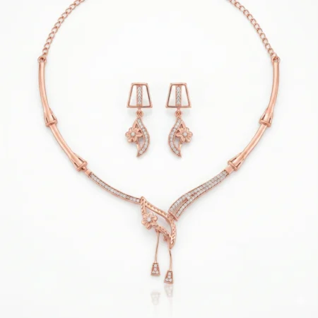 Nishav Jewellers 925 Sterling Silver Celeste Drop Necklace Set
