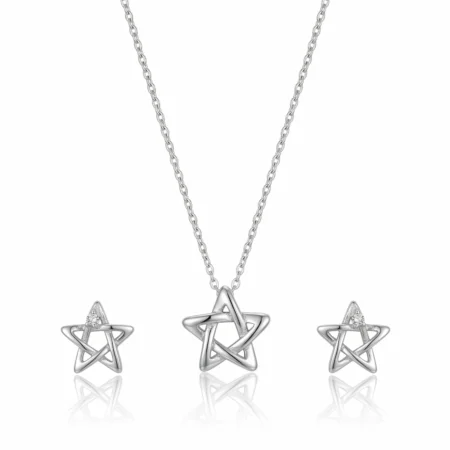 Nishav Jewellers 925 Sterling Silver Celestial Infinity Star Necklace Set