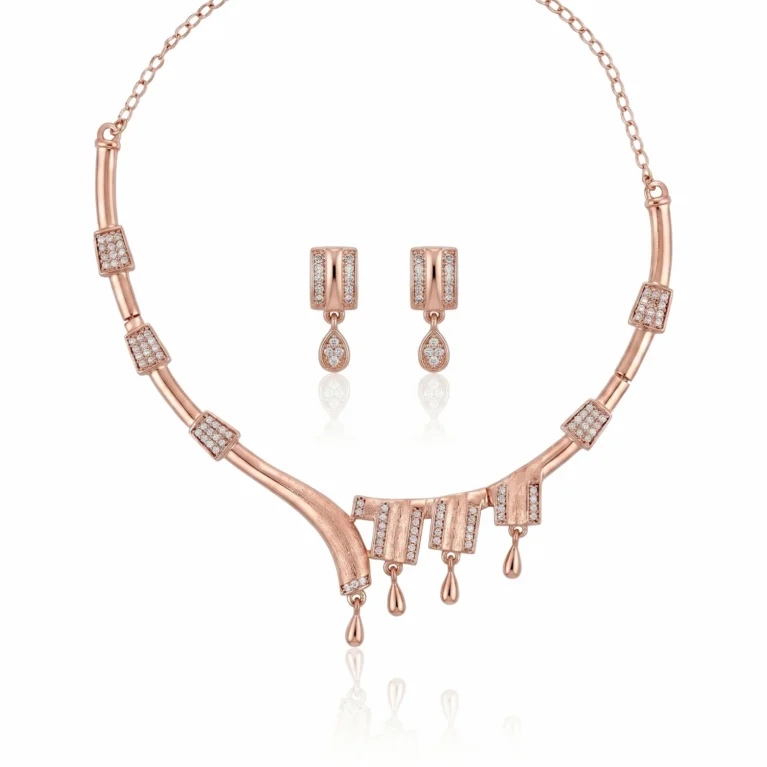 Nishav Jewellers 925 Sterling Silver Collar Cascade Necklace Set