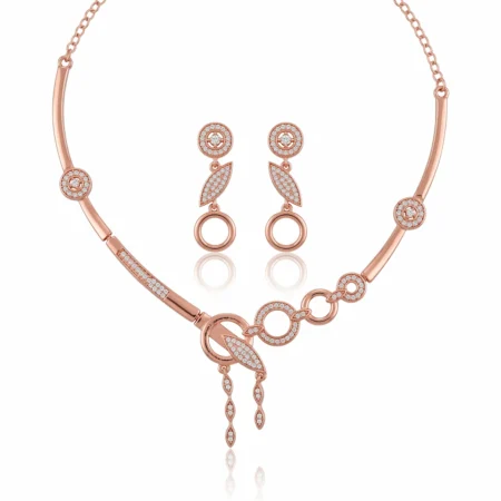 Nishav Jewellers 925 Sterling Silver Eternal Circles Necklace Set