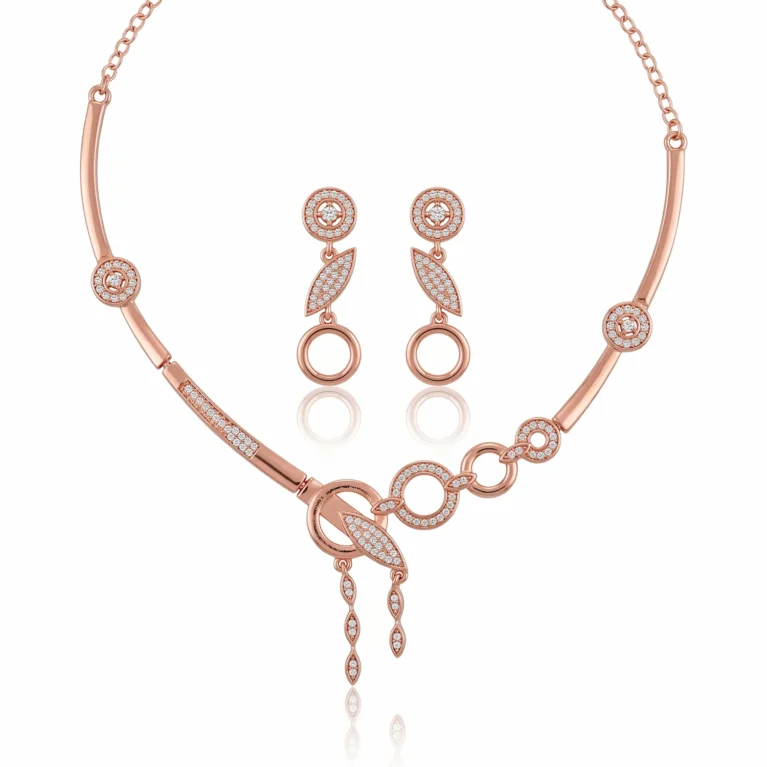 Nishav Jewellers 925 Sterling Silver Eternal Circles Necklace Set