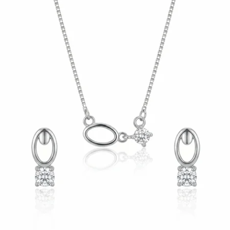 Nishav Jewellers 925 Sterling Silver Eternal Orbit Necklace Set