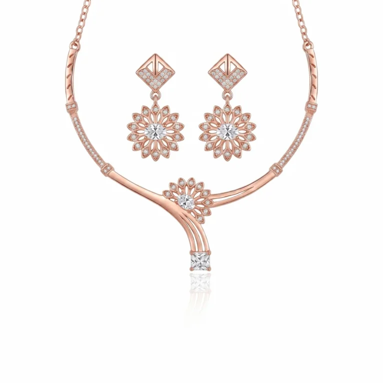 Nishav Jewellers 925 Sterling Silver Floral Cascade Y-Necklace Set