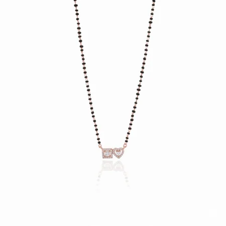 Nishav Jewellers 925 Sterling Silver Geo-Heart Pavé Mangalsutra