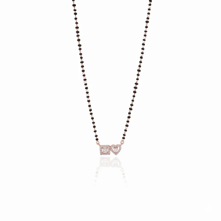 Nishav Jewellers 925 Sterling Silver Geo-Heart Pavé Mangalsutra