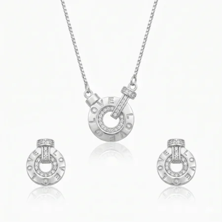 Nishav Jewellers 925 Sterling Silver Infinity Love Necklace Set