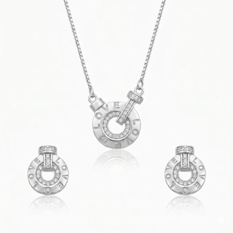Nishav Jewellers 925 Sterling Silver Infinity Love Necklace Set