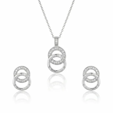 Nishav Jewellers 925 Sterling Silver Infinity Orbit Duo Necklace Set