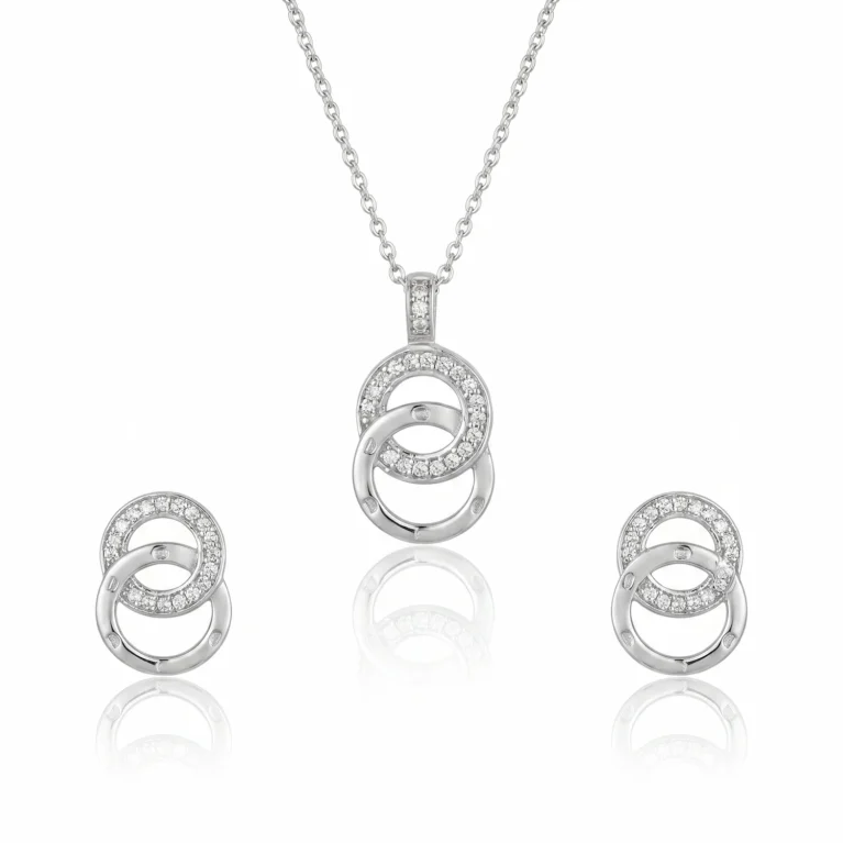 Nishav Jewellers 925 Sterling Silver Infinity Orbit Duo Necklace Set